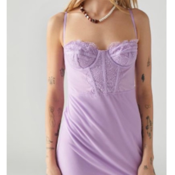 Urban Outfitters Brenna Bustier Mini Dress Sz S Lavender - Picture 1 of 6